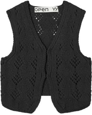 OPEN YY Argyle Vest - Black