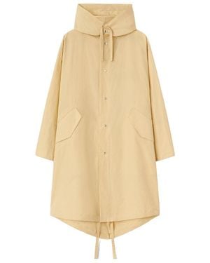Jil Sander Logo Printed Hooded Parka - Natural