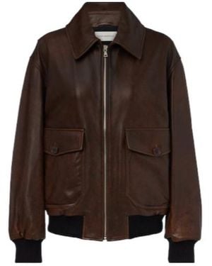 Nour Hammour Anton Leather Blouson Jacket - Brown
