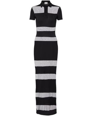 Coperni Striped Sheer Pleated Dress - Black