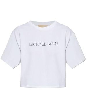 MICHAEL Michael Kors Logo-Detail Cropped T-Shirt - White