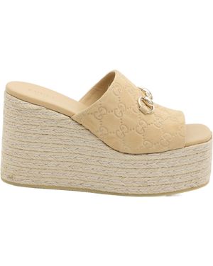 Gucci Horsebit Platform Espadrilles - White
