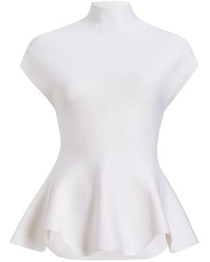 KHAITE Andra Peplum Knit Top - White