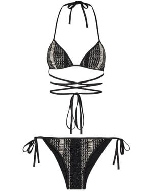 Missoni Striped Mesh Bikini - White