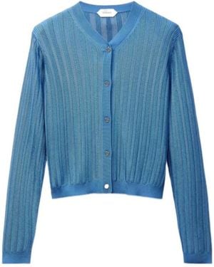 Versace Sheer Ribbed Cardigan - Blue