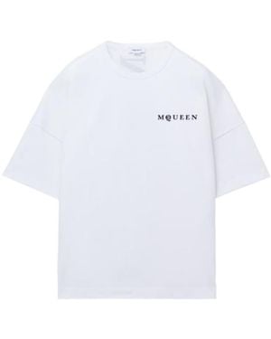 McQueen Logo Printed Oversized T-Shirt - White
