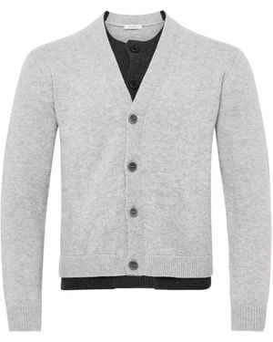 JW Anderson Jw Anderson V-Neck Layered Knit Cardigan - Grey