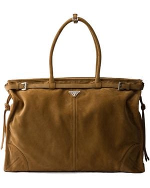 Prada Bonnie Suede Tote Bag - Brown