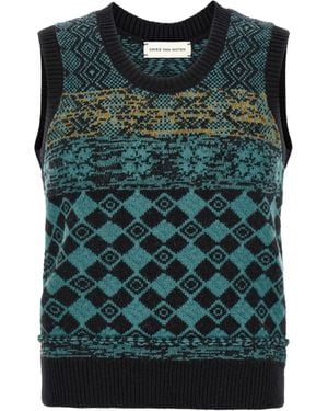 Dries Van Noten Mahoba Jacquard Knitted Vest - Green