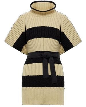 Moncler Striped Cape - Black