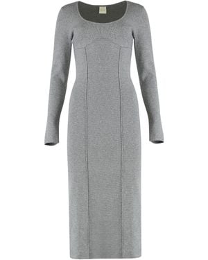 Calvin Klein Fitted Midi Dress - Grey