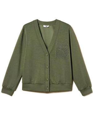 Twinset Crochet-Detail Cardigan - Green