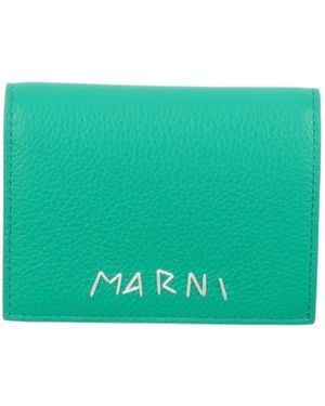 Marni Pebbled-Leather Wallets - Green