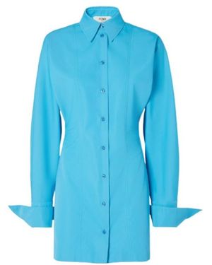 Fendi Long Sleeved Shirt Mini Dress - Blue