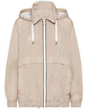 Brunello Cucinelli Lightweight Zipped Hooded Drawstring Jacket - Natural