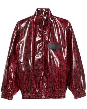Gcds Snakeskin-Effect Faux-Leather Jacket - Red
