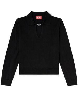 DIESEL Oval D Keyhole Long-Sleeve Sweater - Black