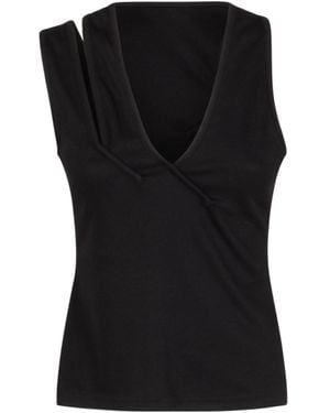 Christopher Esber Asymmetric Ribbed Tank Top - Black