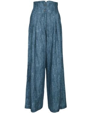 ERMANNO FIRENZE High-Waist Wide-Leg Pants - Blue