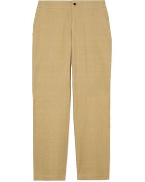 Burberry Textured Check Cotton Trousers - Natural