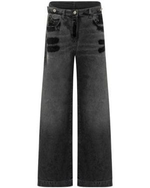 The Attico The Logo Patch Wide-Leg Jeans - Black