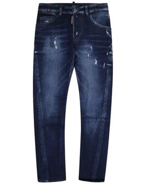 DSquared² Distressed-Effect Straight-Leg Jeans - Blue