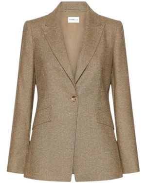 Marella Tweed Jacket With Jacquard Details - Natural