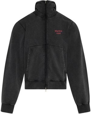 Martine Rose Logo Detailed Zip-Up Hoodie - Black