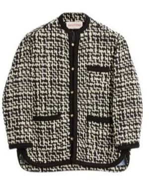 Valentino Wool Tweed Shirt Jacket - Black