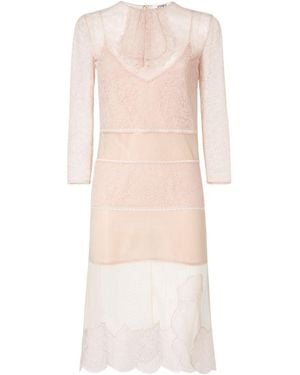 Fendi Trompe-L'Oeil Effect Lace Midi Dress - Pink
