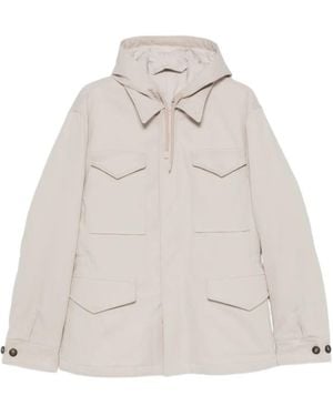 Eleventy Hooded Multi-Pocket Jacket - Natural