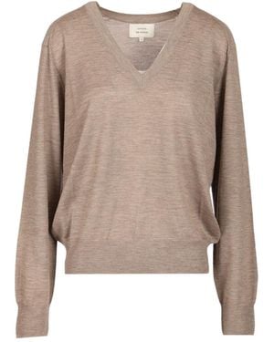 Loulou de Saison V-Neck Knitted Jumper - Natural