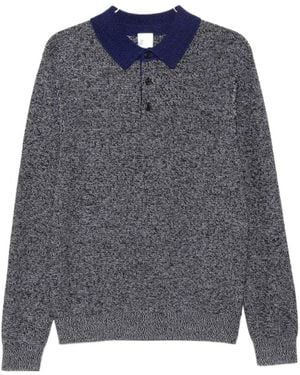 Paul Smith Marled-Knit Long-Sleeve Polo Shirt - Blue