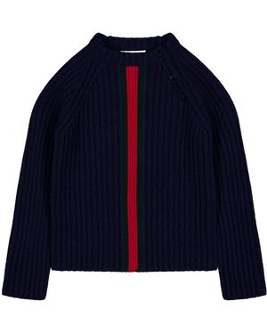 Gucci Navyblue Webtrim Knit Sweater
