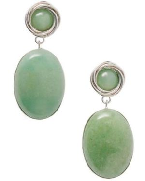 Jennifer Behr Tone Aventurine Earrings - Green