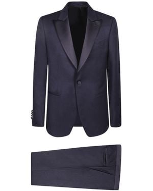 Lardini Satin-Lapel Two-Button Suit - Blue