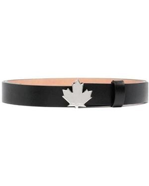 DSquared² Logo Detailed Buckled Belt - White