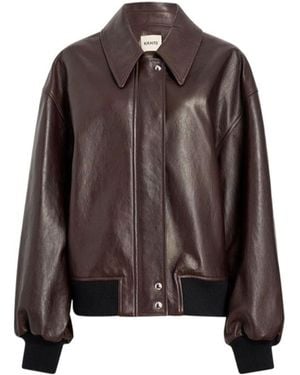 KHAITE Shelman Leather Bomber Jacket - Brown