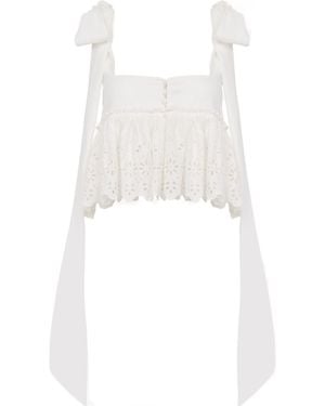 Chloé Tie-Strap Cropped Top - White