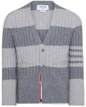 Thom Browne 4R-Bar Striped Cardigan - Gray
