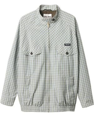 Miu Miu Checked Technical Fabric Blouson Jacket - Grey