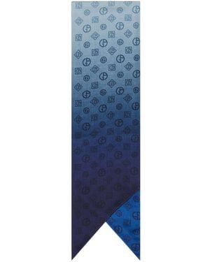 Giorgio Armani All-Over Logo-Printed Scarf - Blue