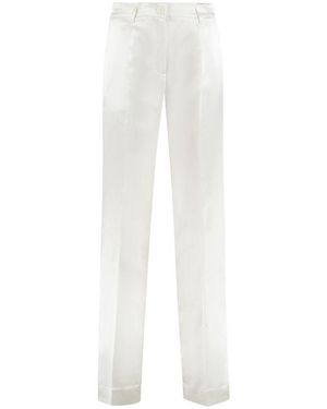 P.A.R.O.S.H. Pressed Crease Satin Wide Leg Pants - White