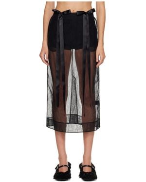 Simone Rocha Sheer Bow Ribbon Skirt - Black