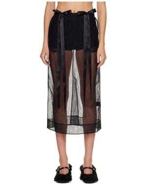 Simone Rocha Sheer Bow Ribbon Skirt - Black