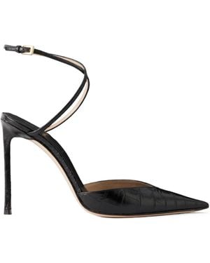 Tom Ford Glossy Croc-Embossed High Heels - Black