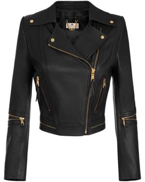 Elisabetta Franchi Zipped Biker Jacket - Black
