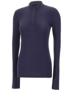 Entire studios Long Sleeve Knit Polo Top - Blue