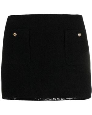Miu Miu Logo-Patch Sequin-Trim Mini Skirt - Black