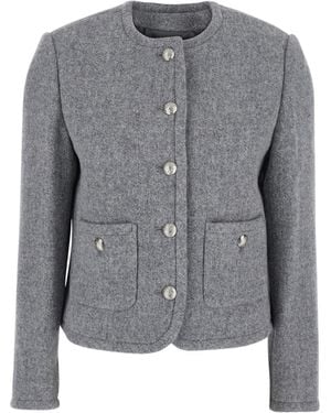 DUNST Tweed Buttoned Jacket - Grey